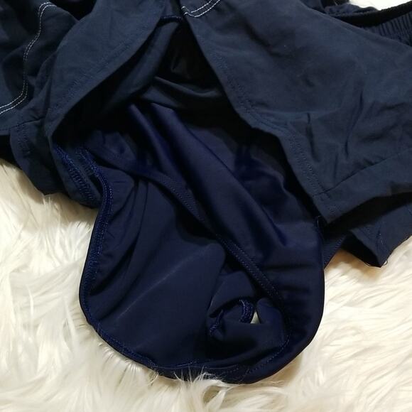 Vintage Christina Navy Blue Women's Plus Board Shorts with Pockets - Picture 5 of 8